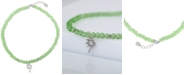 Giani Bernini Green Crystal Bead Palm Tree Ankle Bracelet in Sterling Silver, Created for Macy's